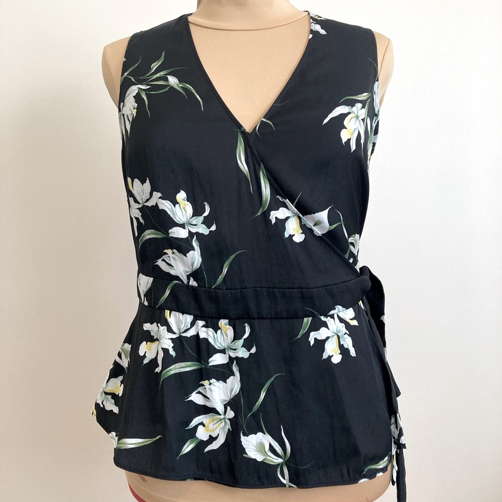 Banana Republic Satin Floral Wrap Top
